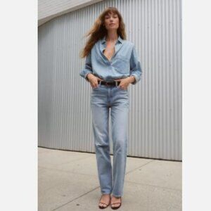 245 AYR Blue The Roadie Relaxed High Rise Straight Jean In Ghost Ranch Size 26L